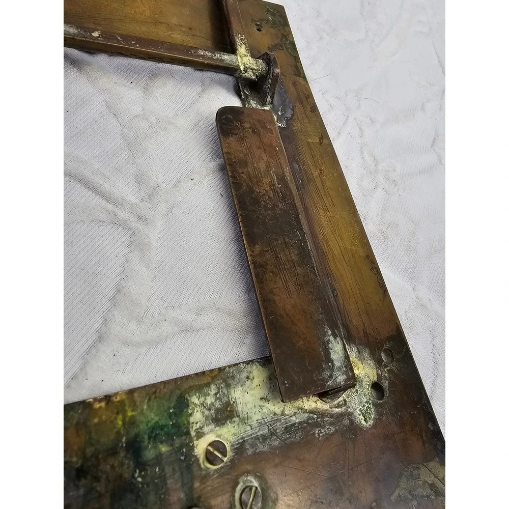 Antique Art Nouveau Brass Frame with‎ Red Jewel & Amsterdam Cabinet Card Photo